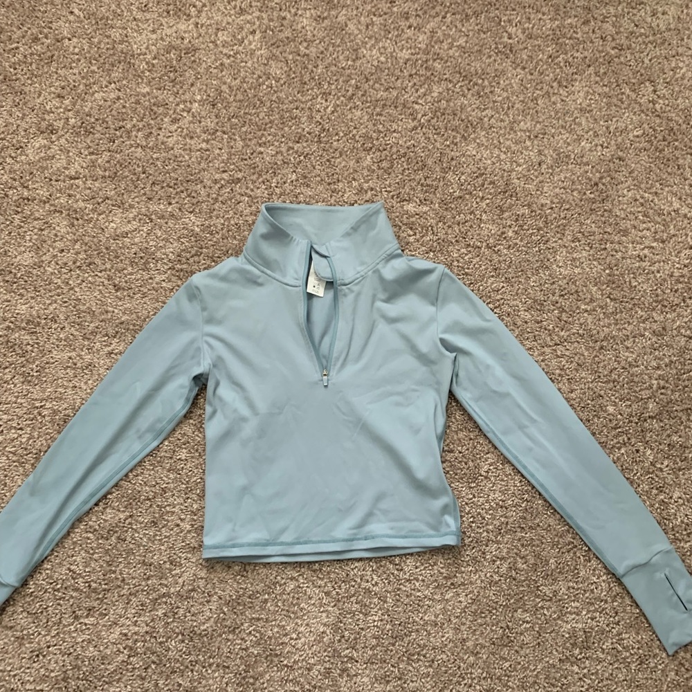 Paragon Cropped Blue 1/4 Zip Top
